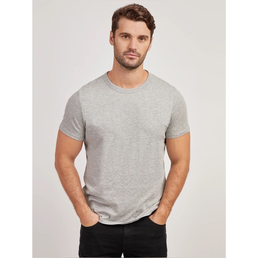 Mott & Bow Driggs Heather Gray Short Sleeve Crewneck Classic Cotton Tee Large